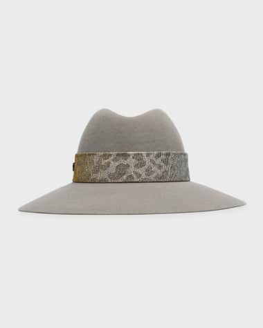 Borsalino Claudette Wool Fedora With Leopard Print Band