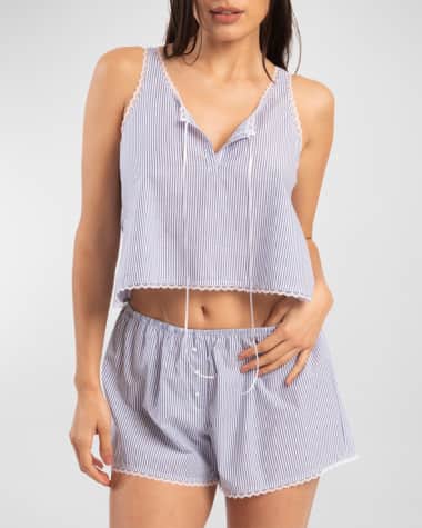 Andine Vivi Striped Lace-Trim Cotton Tank