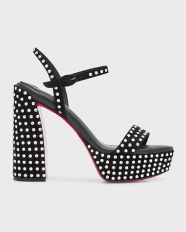 Round Chick Alta - 149 mm Open toe pumps - Patent calf - Black - Christian  Louboutin United States