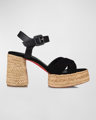 Christian Louboutin Calakala Crisscross Red Sole Espadrille Sandals