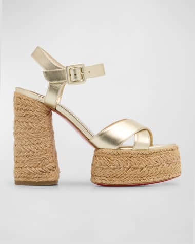 Christian Louboutin Super Calakala Metallic Red Sole Platform Espadrilles