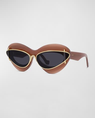 Loewe Double Frame Mixed-Media Cat-Eye Sunglasses