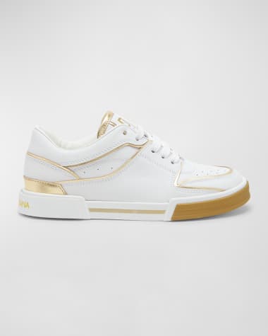 Dolce&Gabbana Kid's Roma Leather Low-Top Sneakers, Kids Kid's Roma Low-Top Leather Sneakers, Kids