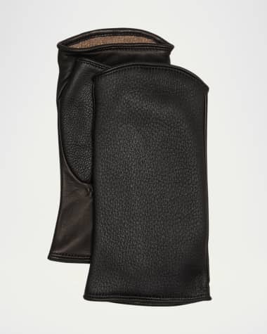 Agnelle Leather & Cashmere Fingerless Gloves