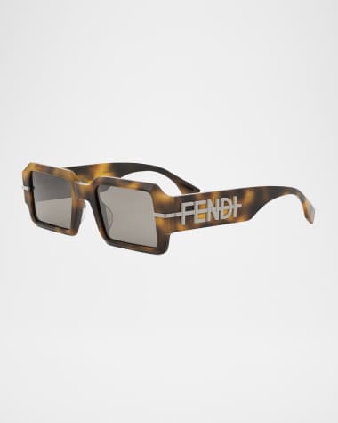 Fendi Men's Fendigraphy Acetate Rectangle Sunglasses
