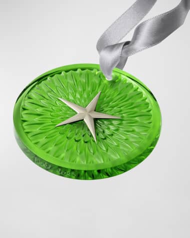 Lalique Plumes Christmas Ornament, Amazon Green