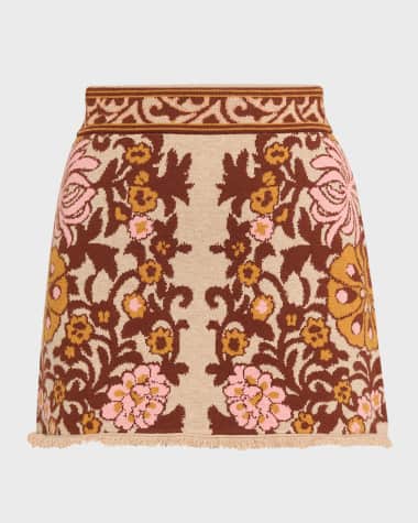 Cara Cara Lindy Jacquard Knit Wool-Blend Mini Skirt