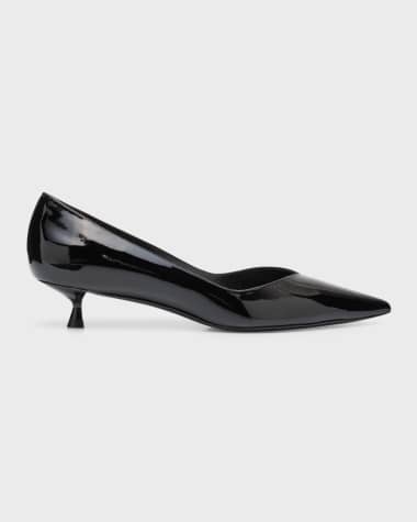 Stuart Weitzman Eva Patent Kitten-Heel Pumps
