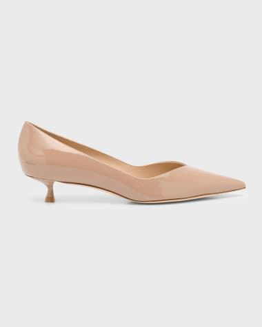 Stuart Weitzman Eva Patent Kitten-Heel Pumps