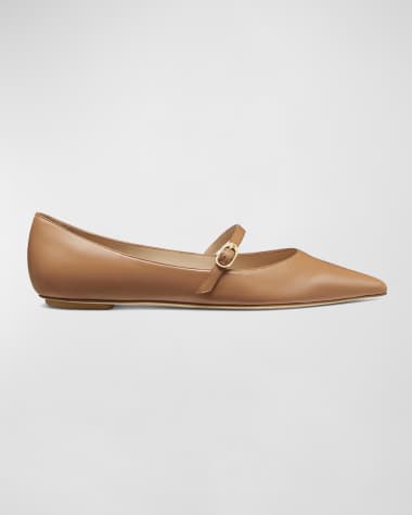 Stuart Weitzman Emilia Leather Mary Jane Ballerina Flats