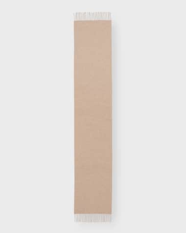 Johnstons Of Elgin Wide Beige Cashmere Fringe Scarf