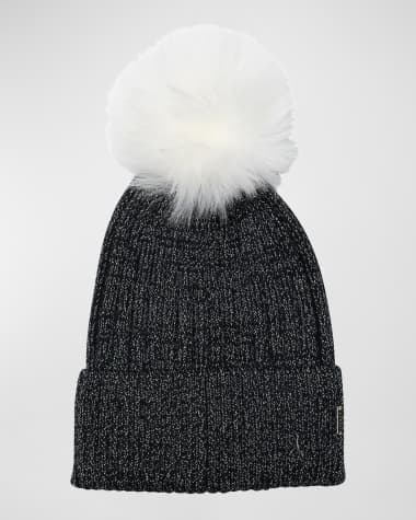 Gorski Metallic Wool-Blend Knit Toscana Lamb Pom Beanie