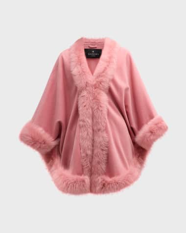 Gorski Cashmere Capelet with Lamb Shearling Trim