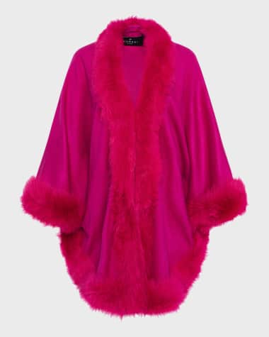 Gorski Cashmere Capelet with Lamb Shearling Trim