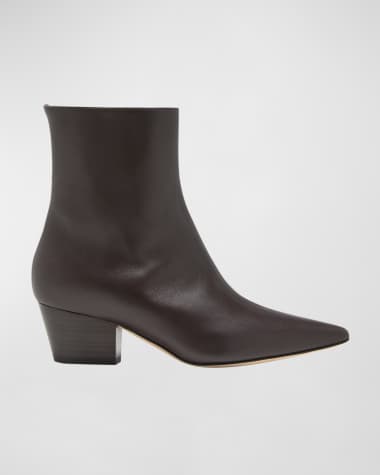 Manolo Blahnik Agnetapla Leather Zip Ankle Boots