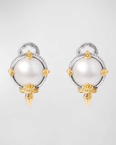 Konstantino Silver and Gold Pearl Stud Earrings