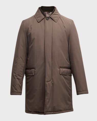 Corneliani Men's Tech Car Coat with Detachable Bib
