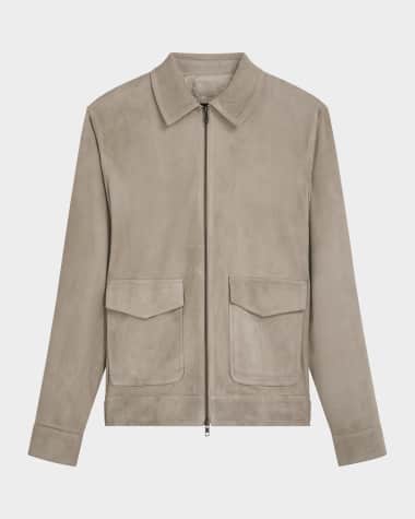 Bugatchi Men's Full-Zip Suede Bomber Jacket