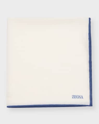 ZEGNA Men's Cotton-Silk Pocket Square