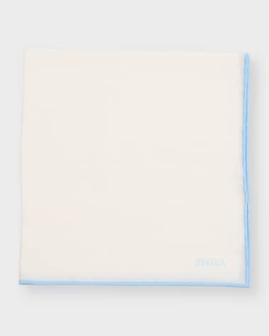 ZEGNA Men's Cotton-Silk Pocket Square