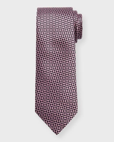 ZEGNA Men's Mulberry Silk Geometric Jacquard Tie