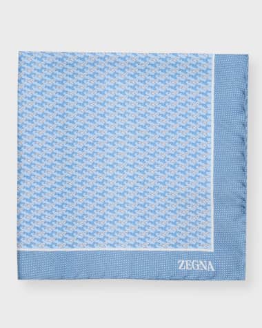 ZEGNA Men's Silk Seagull-Print Pocket Square