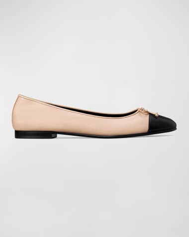 Tory Burch Bicolor Cap-Toe Ballerina Flats