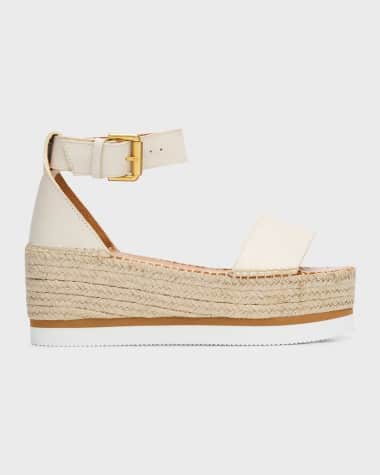See by Chloe Glyn Leather Flatform Espadrille Sandals
