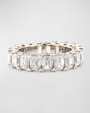 Neiman Marcus Diamonds Lab Grown Diamond Platinum Emerald Cut Eternity Ring, 7.0tcw, Size 7
