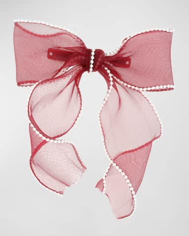 L. Erickson Ruby Sheer Pearly Bow Barrette