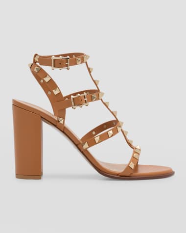 Valentino Garavani Rockstud Caged T-Strap Leather Sandals