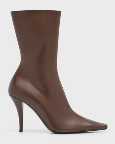 THE ROW Shrimpton Leather Square-Toe Ankle Boots