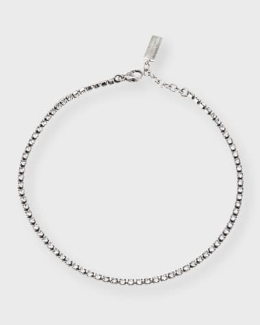 Louis Vuitton Black and Silver Button on Vintage Metal Chain Bracelet