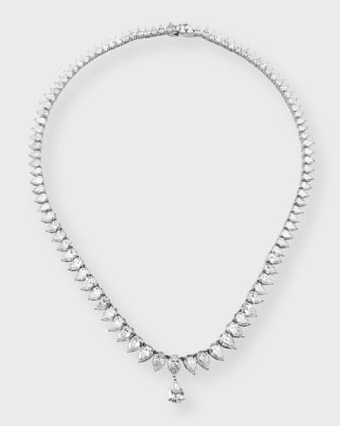 Neiman Marcus Lab Grown Diamonds Lab Grown Diamond 18K White Gold Pear Line Necklace, 17"L, 37.3ctw