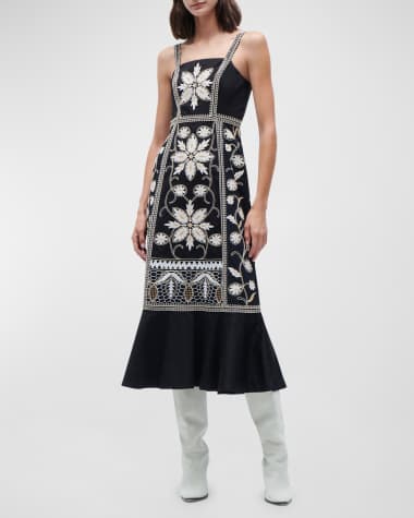 Figue Miriana Floral Embroidered Midi Dress