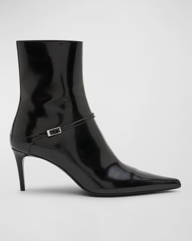 Saint Laurent Vendome Patent Buckle Stiletto Booties