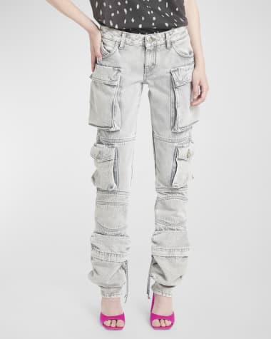 The Attico Essie Mid-Rise Slim-Leg Cargo Pants
