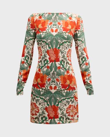 Cara Cara Amaya Floral Sheath Scoop-Back Mini Dress