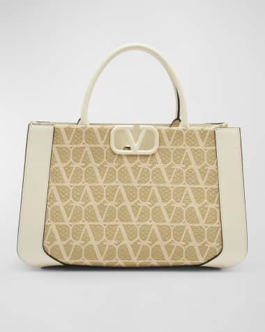 Valentino Garavani Medium VLOGO Iconographe Raffia Tote Bag