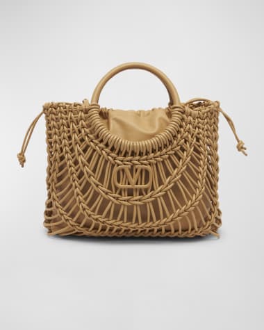 Valentino Garavani Allover Knot Braided Drawstring Tote Bag