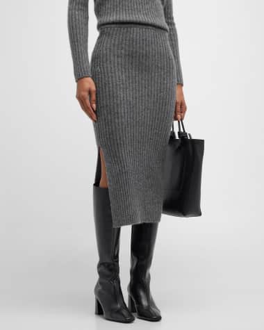 TSE Cashmere Cashmere Ribbed Midi Pencil Skirt