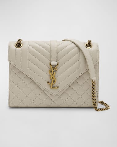 Saint Laurent Envelope Triquilt Medium YSL Shoulder Bag in Smooth Quilted Leather