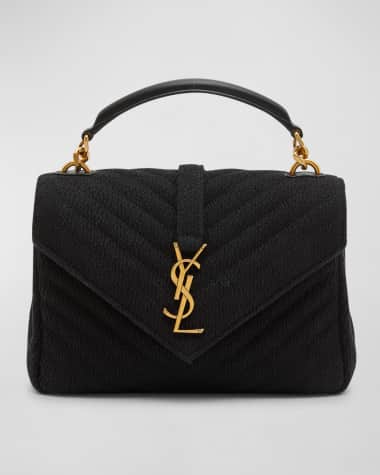 Saint Laurent College Medium Flap YSL Shoulder Bag in Quilted Tweed