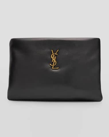 Saint Laurent Calypso Small YSL Clutch Bag in Smooth Padded Leather