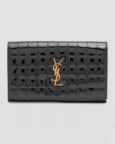Saint Laurent Cassandre YSL Wallet on Chain in Quilted Patent Leather