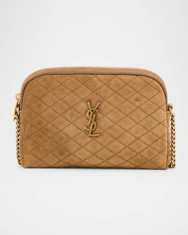 Saint Laurent Gaby Mini YSL Crossbody Bag in Quilted Suede