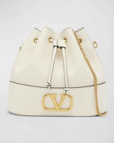 Valentino Garavani VLOGO Drawstring Leather Chain Bucket Bag