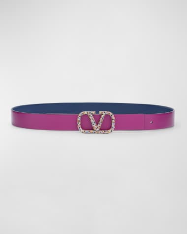 Valentino V-Logo Signature Reversible Leather Belt