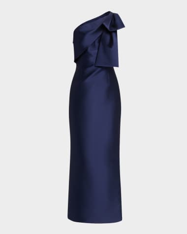 Sachin & Babi Bonnie One-Shoulder Bow Column Gown