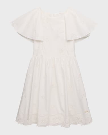 Chloe Girl's Embroidered Cotton Poplin Dress, Size 4-14